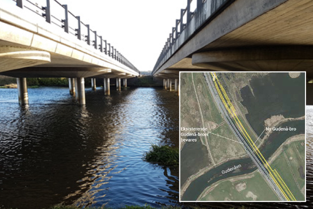 Udvidelse af E45 medfører ny bro over Gudenåen